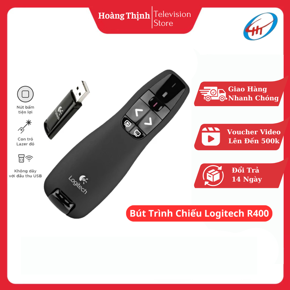 Bút Trình Chiếu Logitech R400, Bút Thuyết Trình, Bút Laser, Trình Chiếu Slide, Powerpoint, Word, Exc