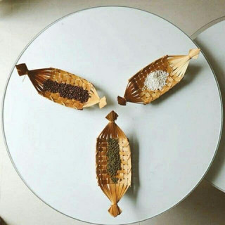 Thuyền tre đan thủ công decor , chụp ảnh đồ ăn