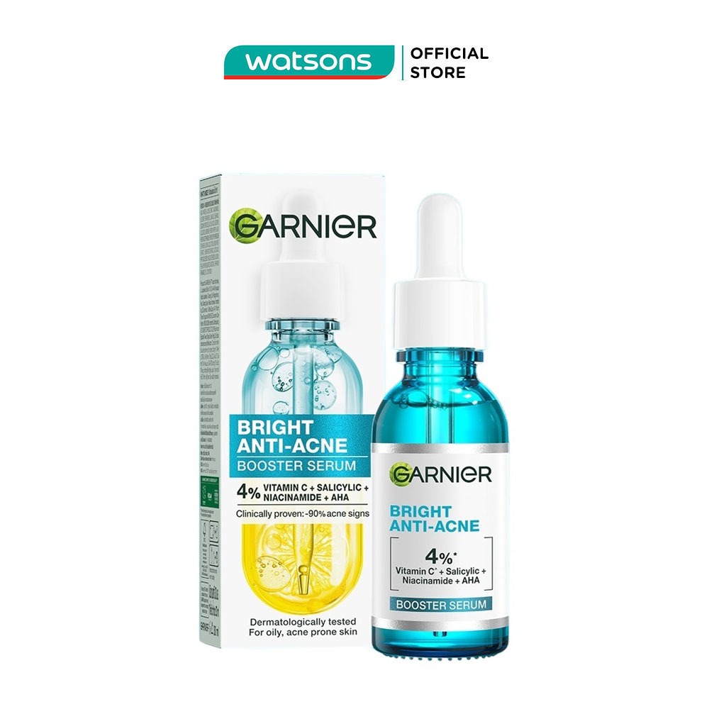 Dưỡng Chất Garnier Giảm Mụn Sáng Da Skin Naturals Bright Complete Anti-Acne Booster Serum 30ml