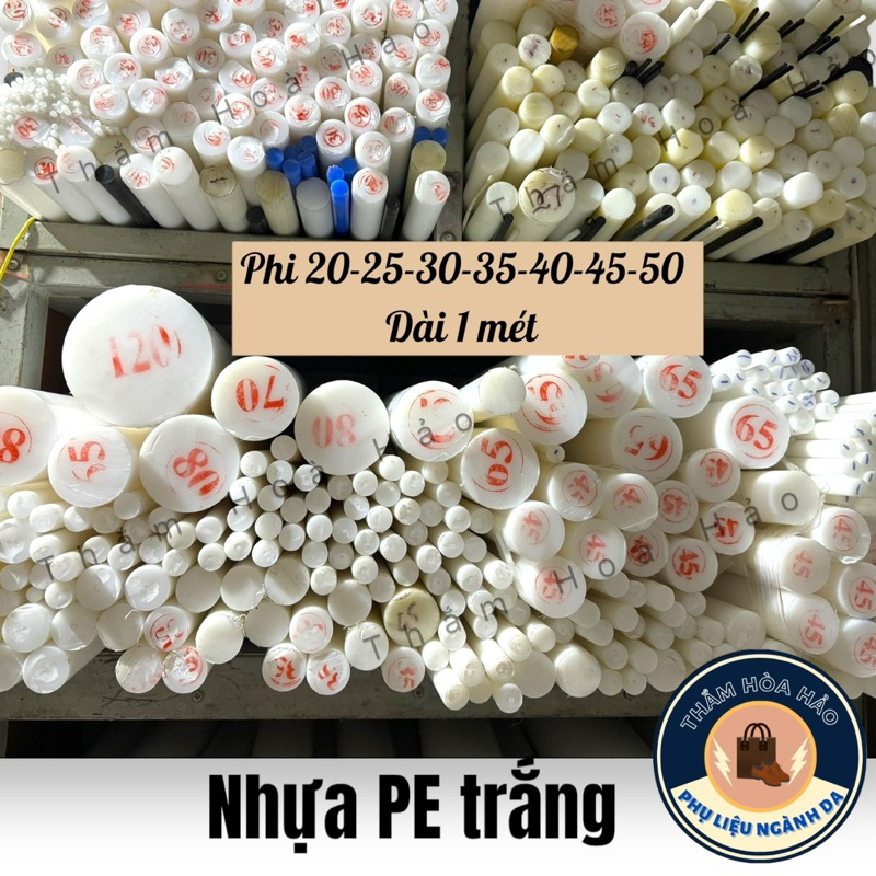 Nhựa công nghiệp PE tròn từ size 20-50 dài 1 mét (phi 20-25-30-35-40-45-50). Nhựa Pe tròn, nhựa công