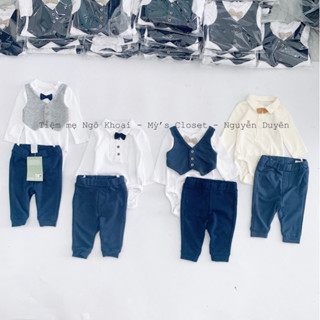 [MD121]❤️H.M❤️ Set bodysuit dài tay kèm quần công tử cho bé yêu hàng xuất xịn