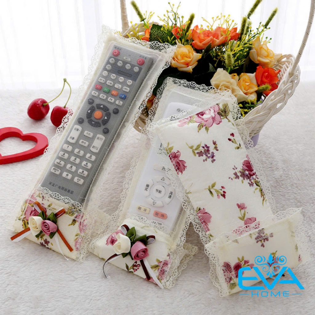 Combo 3 Túi Đựng Remote Tivi , Điều Hòa , Quạt Máy Vải Mềm Chống Sốc Chống Bụi Nơ Hoa Xinh Xắn 3 Size Tiện Lợi