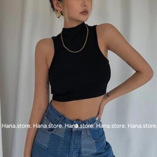 Áo croptop, cổ lọ sát nách cổ 3 phân . chất thun tăm co giãn 4 chiều