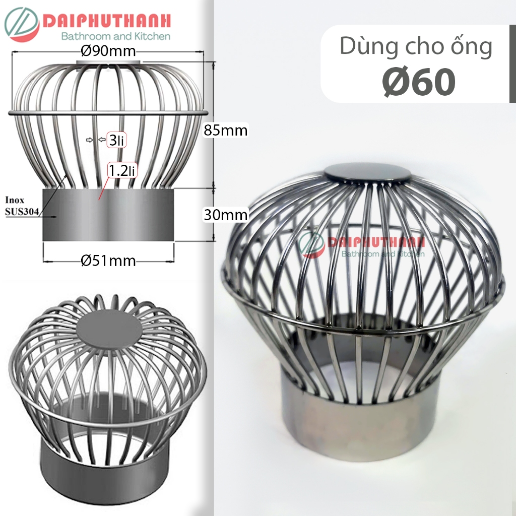 Cầu Chắn Rác Ban Công Quả Cầu Lọc Rác Sân Thượng Inox SUS304 - Nhiều kích cỡ, dùng cho ống phi 60, 90, 110,..