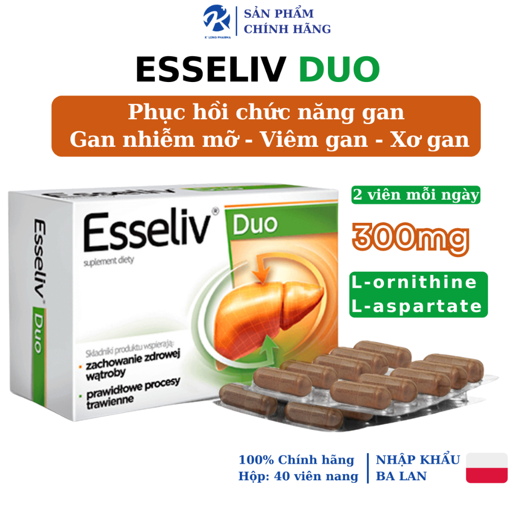 Thải Độc Gan Esseliv Duo Số 1 Ba Lan, Giúp Ngăn Ngừa Gan Nhiễm Mỡ Viêm Gan Xơ Gan Cải Thiện Tiêu Hóa