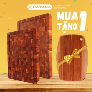 [Mua 1 tặng 1] Thớt gỗ Teak Cao cấp thương hiệu KATANA - Thớt chặt dày 3.8cm kháng khuẩn, chống nấm mốc, cong vênh