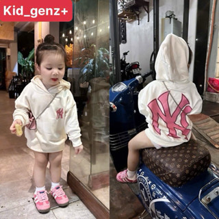áo nỉ có mũ MLB NY hồng cho bé , áo hoodie trẻ em unisex form xuông nỉ thu đông , Kid_genz