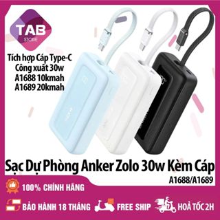 Sạc Dự Phòng Anker ZOLO 30w 10.000mAh 20.000mAh Tích Hợp Cáp USB-C - A1688 A1689 (Bảo Hành 18 Tháng)