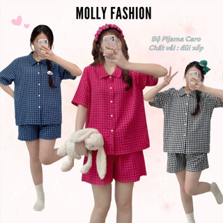 Bộ đồ ngủ nữ CARO nhiều màu mặc nhà mùa hè, set đồ nữ Pijama Bigsize cotton xốp MOLLY FASHION