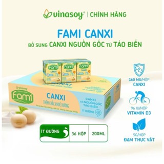 Sữa Fami canxi ít đường thùng 36 hộp 200 ml - Sữa đậu nành Fami