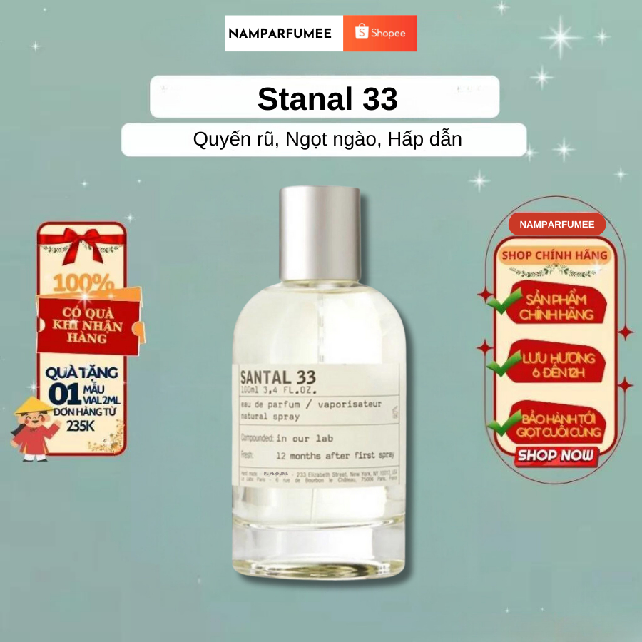 Nước Hoa Unisex ʟᴇ ʟᴀʙᴏ Santal 33, Nước hoa lưu hương Thơm Xưởng Gỗ - namperfume