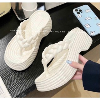  Dép xỏ ngón đi biển cho nữ quai xoắn đế đúc độn 7cm nhiều màu siêu nhẹ chống nước chống trượt - DL255 