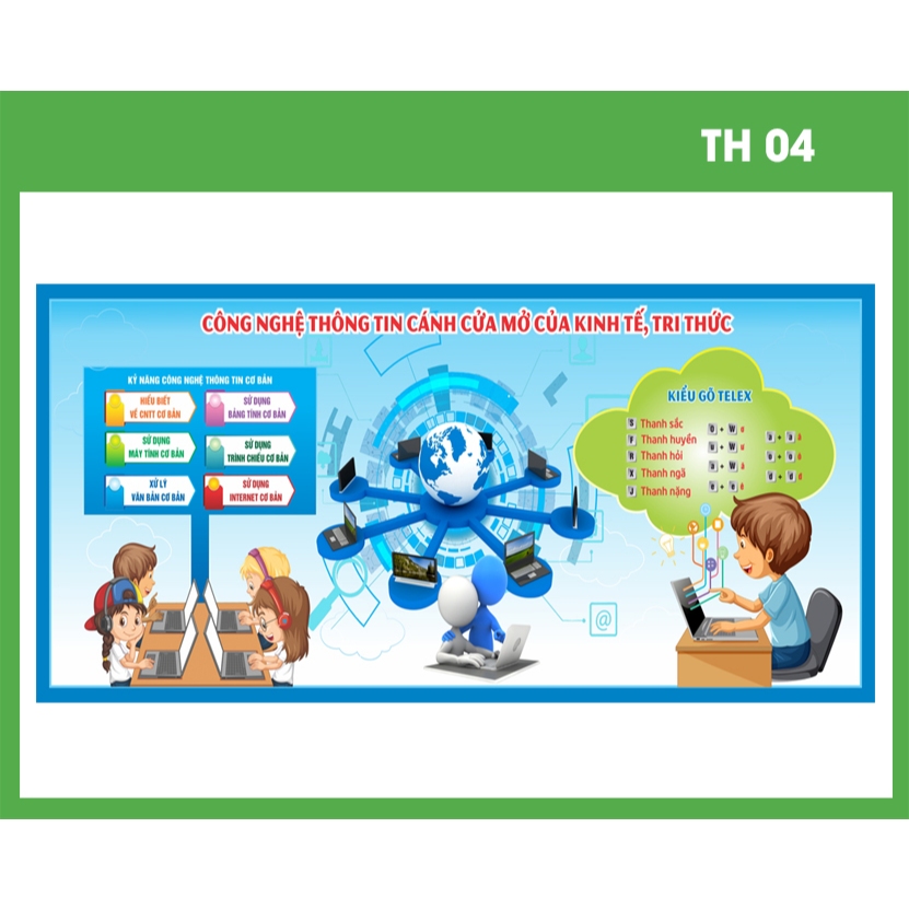 Tranh decan mầm non/tiểu học/tranh trang trí phòng tin học