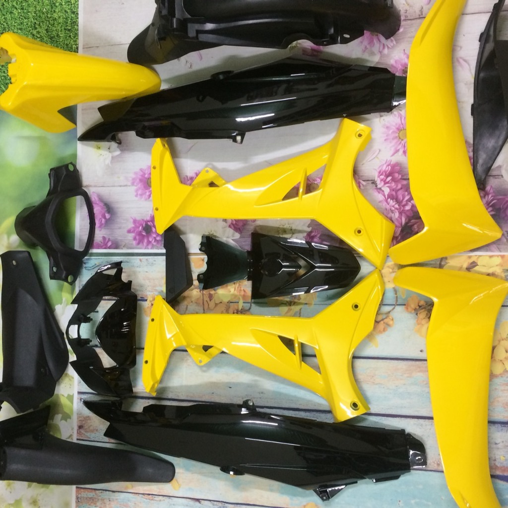 Dàn áo xe SIRIUS - sirius RC đời 2006 đến 2017 màu Vàng Đen -nhựa nguyên sinh ABS -TẶNG TEM