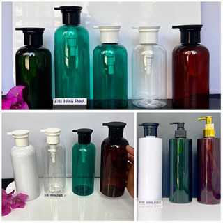  Vỏ Chai nhựa 500ml 350ml trong suốt vòi Ấn- Chai pet NÂU   TRẮNG   Xanh vòi pumb ỐNG TO chiết kem  đựng mỹ phẩm 400ml 