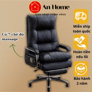 Ghế giám đốc Ghế massage Ghế văn phòng 7 chế độ Ghế xoay văn phòng bọc da PU êm ái An Home Pehouse