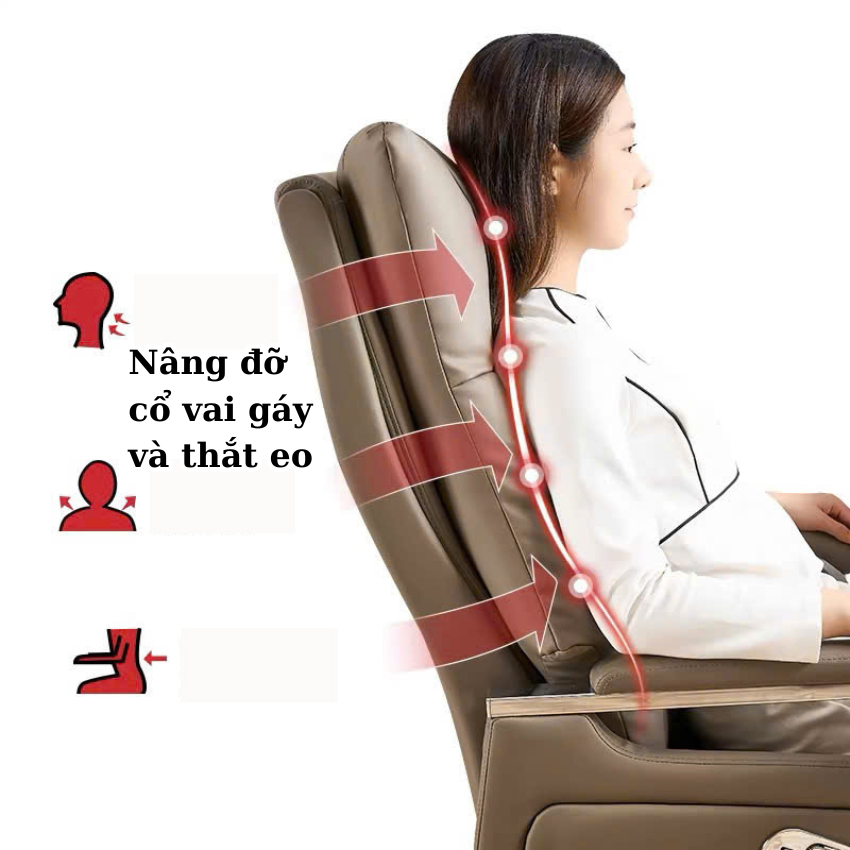 Ghế giám đốc Ghế massage Ghế văn phòng 7 chế độ Ghế xoay văn phòng bọc da PU êm ái An Home Pehouse | BigBuy360 - bigbuy360.vn