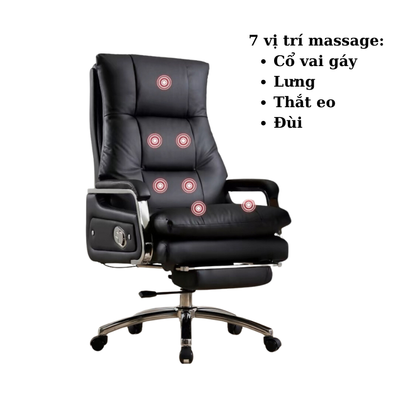 Ghế giám đốc Ghế massage Ghế văn phòng 7 chế độ Ghế xoay văn phòng bọc da PU êm ái An Home Pehouse | BigBuy360 - bigbuy360.vn