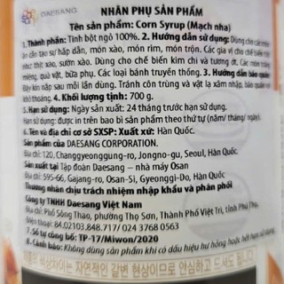 DAESANG (chai TRẮNG 700g) MẠCH NHA TRẮNG (MẬT NGÔ) Corn Syrup