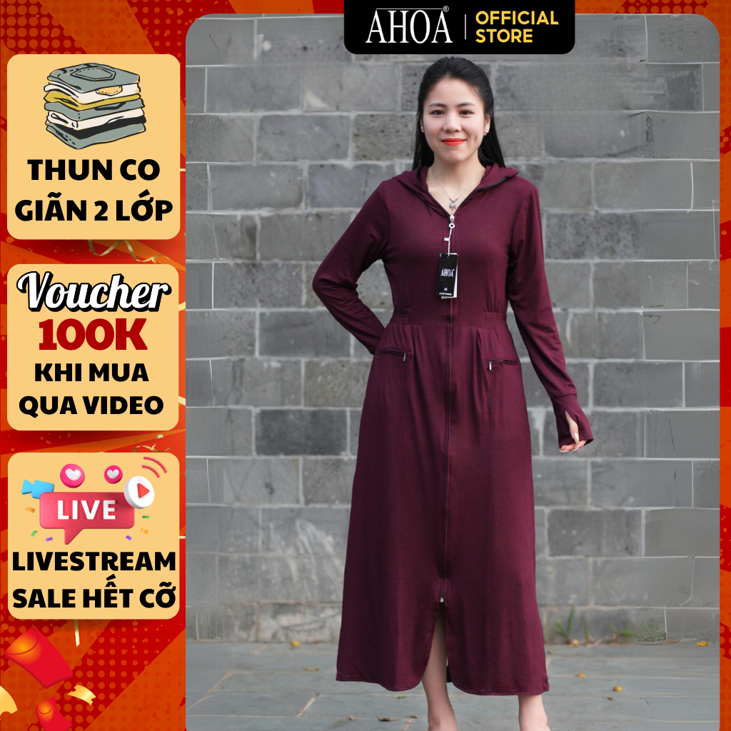 Áo Chống Nắng Toàn Thân AHOA Chất Thun Lạnh Cao Cấp Siêu Mát Chống Tia UV CNT