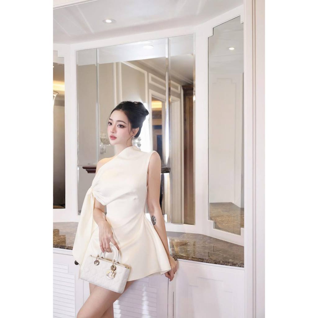 Đầm dự tiệc lệch vai thắt nơ sang chảnh 4 màu kèm quần Ciu Dress | BigBuy360 - bigbuy360.vn