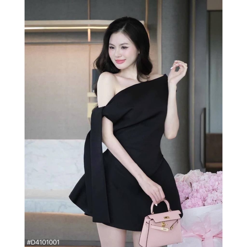 Đầm dự tiệc lệch vai thắt nơ sang chảnh 4 màu kèm quần Ciu Dress | BigBuy360 - bigbuy360.vn
