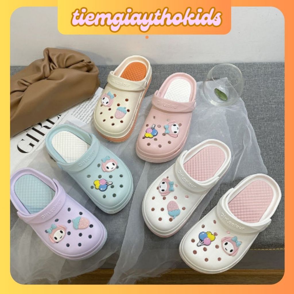 Dép đi ở nhà,sục crocs, dép đi biển siêu nhẹ chống trượt, đi mưa, chống trơn cho bé gái lớn, người l
