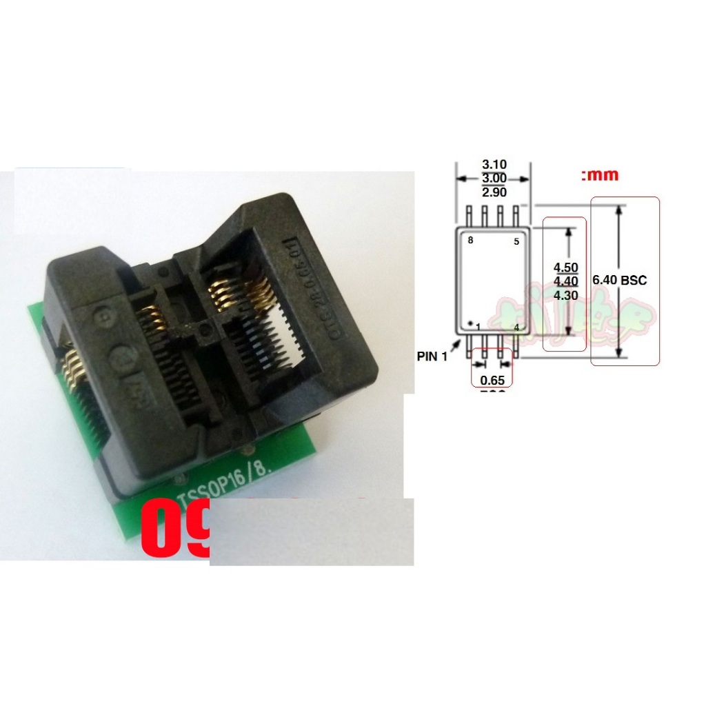 Đế nạp rom bios 8 CHÂN SIÊU NHỎ, CHO MÁY RT809F RT809H T48..TSSOP8 DIP8 TSSOP8 to DIP8