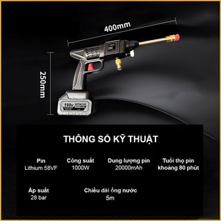 Máy Rửa Xe, sân vườn Cầm Tay 2 Pin Chân Phổ Thông Hitachi 199V