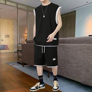 Bộ quần áo ba lỗ thể thao nam màu trơn cộc tay chất cotton tổ ong, set đồ nam mùa hè mới nhất BO11 - ROWMAN