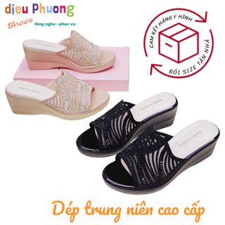 Dép Trung Niên Nữ Đế Xuồng 7 Phân - Quà Tặng Mẹ - Quai Lưới Điểm Xoàn A6816