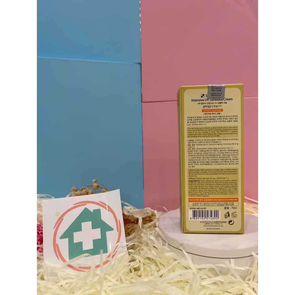 Kem Chống Nắng 3w Clinic Uv Sunblock Cream Spf 50+ Pa+++ 70 Ml Bahobasa