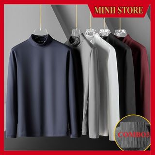 Áo giữ nhiệt nam cổ tròn 3 phần dài tay, Áo thun nam lót nỉ cao thu đông chống nhăn siêu mềm AGN03 - MINHSTORE 88