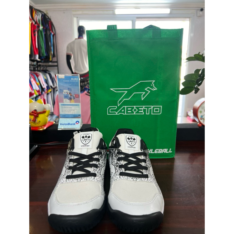 Giày bóng chuyền, pickleball CABETO trắng đen: Chuyên Pickleball, teniss, cầu lông, bóng bàn ...