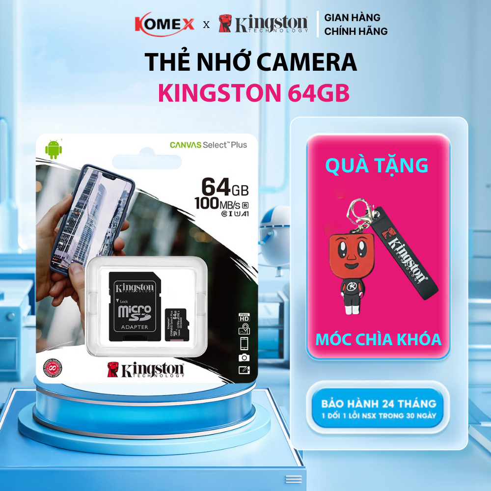 Thẻ nhớ microSD Kingston Class 10 64GB / 128GB / 256GB tốc độ lên tới 100 MB/s - Bảo hành 5 năm