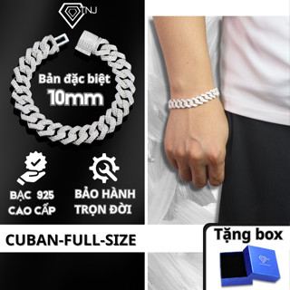 Lắc tay bạc nam Cuban đính đá bản đặc biệt 10mm sang trọng LTA0172 - Trang Sức TNJ