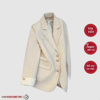Áo blazer Áo vest nữ HUNALY cổ bẻ gập tay áo khoác công sở cool ngầu QC N170