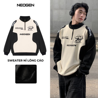 Áo Sweater Nam Nữ Nỉ Lông Cáo Local Brand Neogen ST11 Cổ Cao, Khóa Zip Form Boxy Unisex Phong Cách Cá Tính