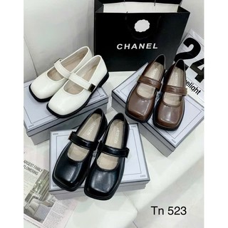 Giày đốc da bóng lolitta quai ngang gót vuông cao 5p đính chữ minn  FULL HỘP  cho nữ 