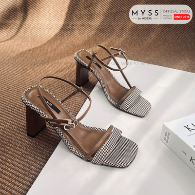 Giày sandal nữ MYSS quai ngang phối dọc dài 9cm cao cấp MYSS - SD308