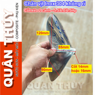 Chân vịt inox 304 Không Rỉ, Cốt xéo 2 cánh 5.5/6.0/6.5Hp - thương hiệu AB - Chân Vịt Chạy Thuyền
