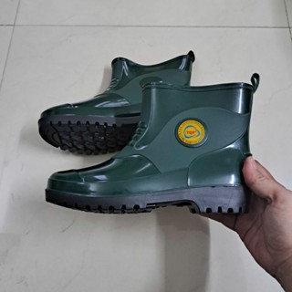 Ủng nhựa lùn làm vườn, ủng cao su thấp cổ hiêu TQP đi nước chống trơn trượt hiệu quả màu xanh rêu