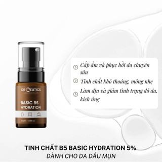 Serum DrCeutics B5 Basic, Niacinamide B3 8%, B3 12%, HA+NMFs Cấp Ẩm Phục Hồi Da 30g/40g/100g