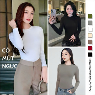  Áo dài tay cổ tròn CÓ MÚT NGỰC ôm body TUẤN NGA-XƯỞNG SỈ ÁO THUN chất thun cao cấp co dãn 4 chiều mềm mịn thoáng mát 