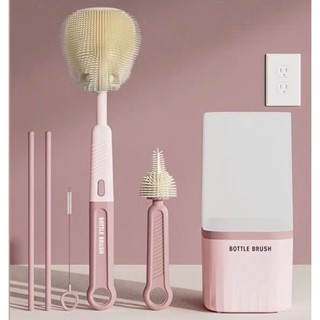 Bộ Cọ Vệ Sinh Bình Sữa Silicon 6 Chức Năng Trong 1 Hộp Gấp Gọn Tiện Lợi, Sạch Sẽ Dùng Cho Mọi Loại Bình