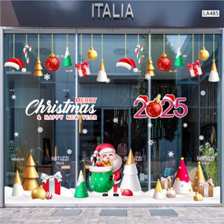 Decal Noel size to dán cửa kính lớn cao cấp - Decal trang trí giáng sinh màu sắc nét có keo sẵn Lala