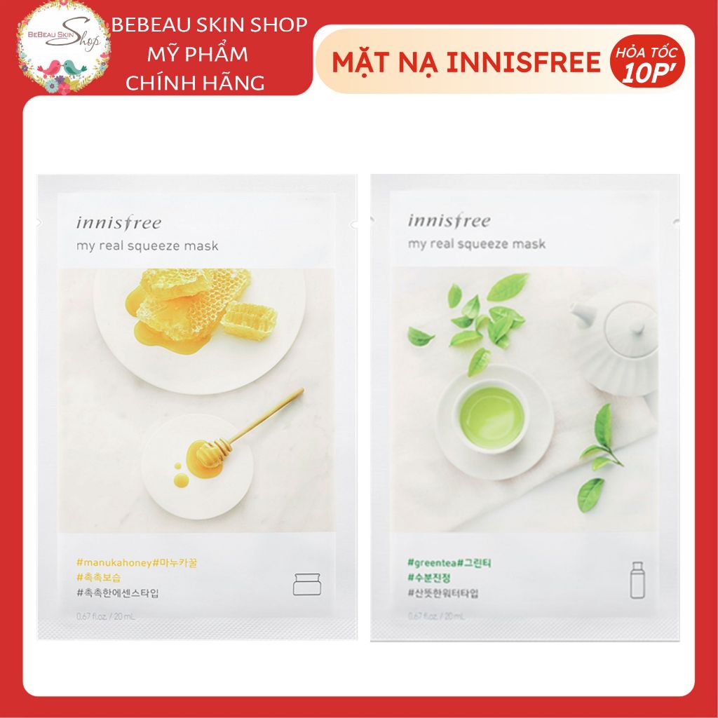 MẶT NẠ MIẾNG GIẤY INNISFREE ITS REAL SQUEEZE MASK - BEBEAU