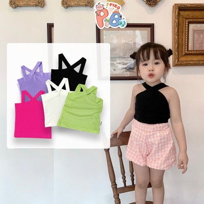 Áo Bé Gái 2 Dây Chéo Vải Zip Co Dãn Cực Tốt Áo Bé Gái-BabyBoo-Pibo-HDC