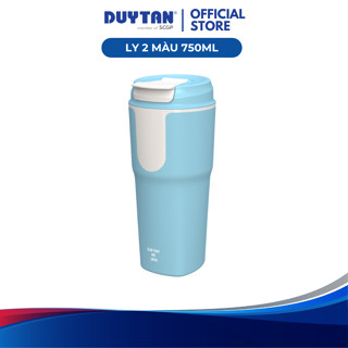 Ly 2 màu 750ml DUY TÂN ly nước có nắp bật dễ dàng, nhựa PP an toàn, tiện lợi