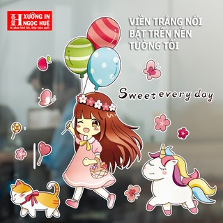 Decal dán tường Bé gái dễ thương (DT_7)
